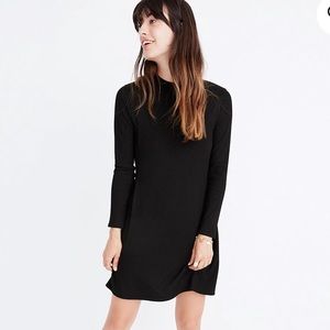 Madewell Black Ribbed Cityblock Cotton Dress. S